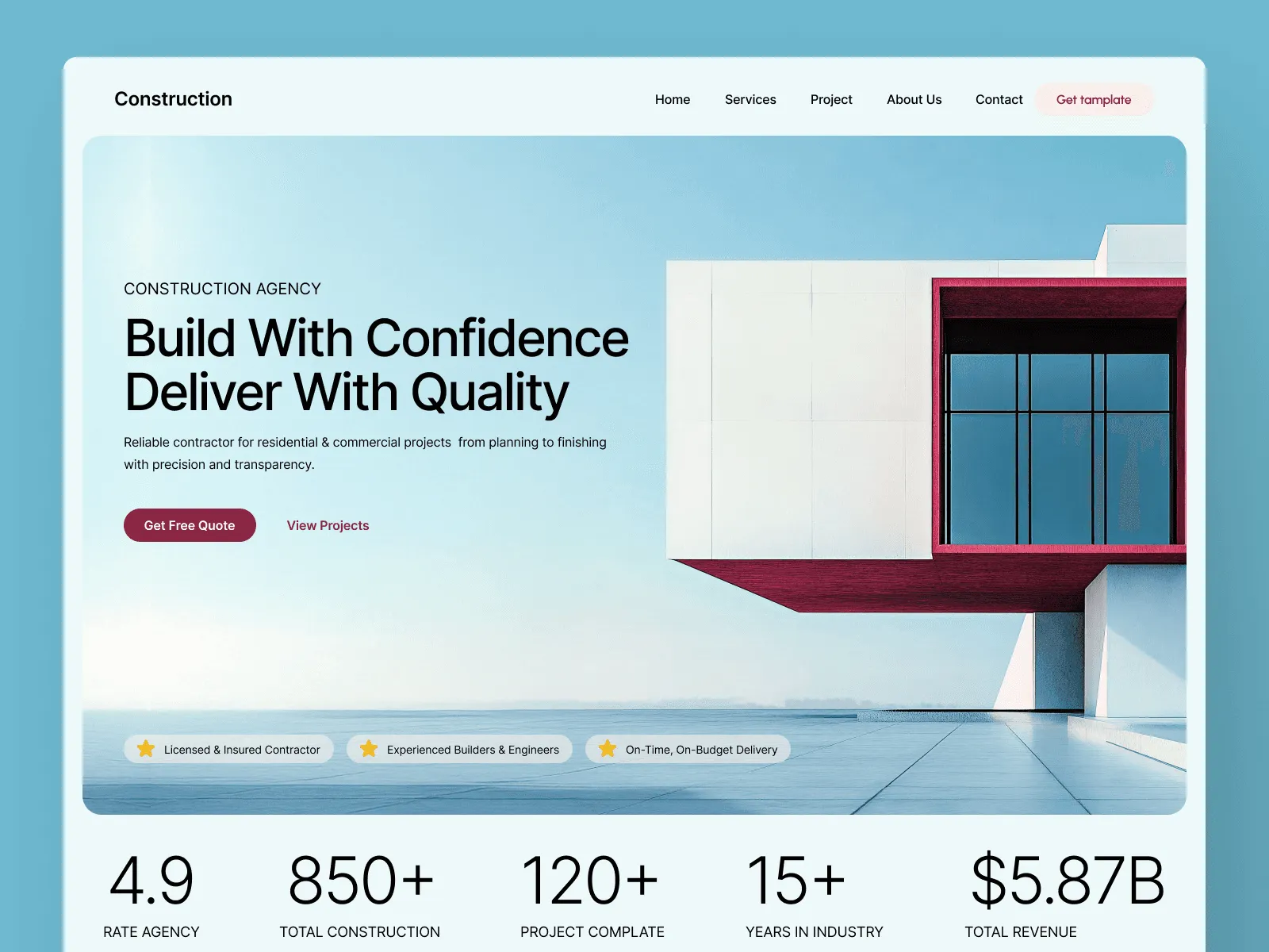 Desain website perusahaan konstruksi “Build With Confidence”