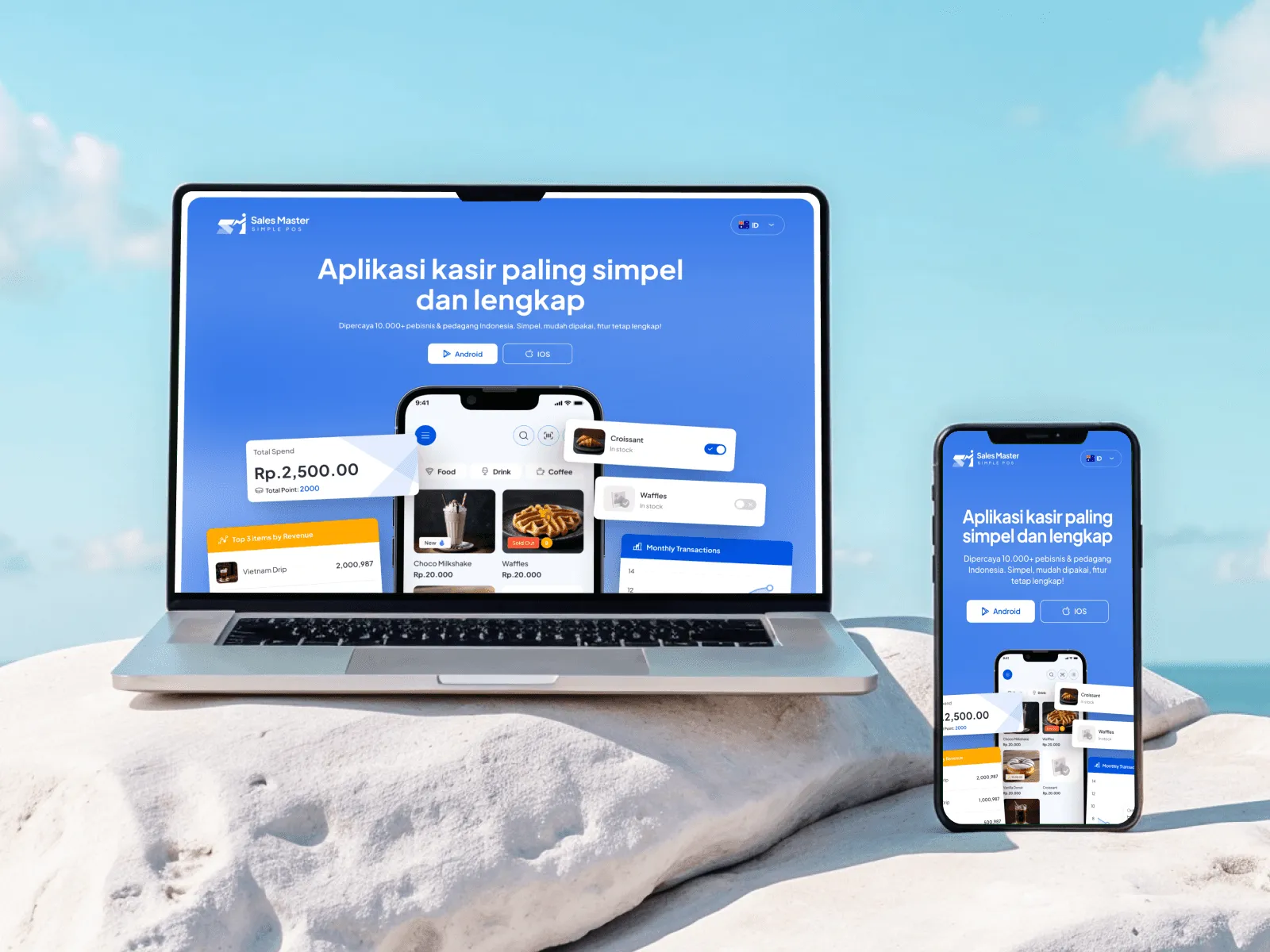 Mockup website Sales Master di laptop dan smartphone