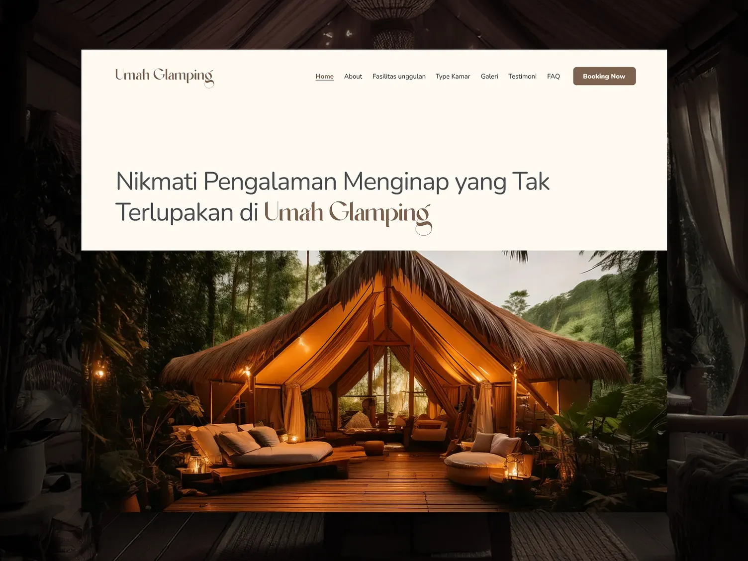 Website penginapan Umah Glamping